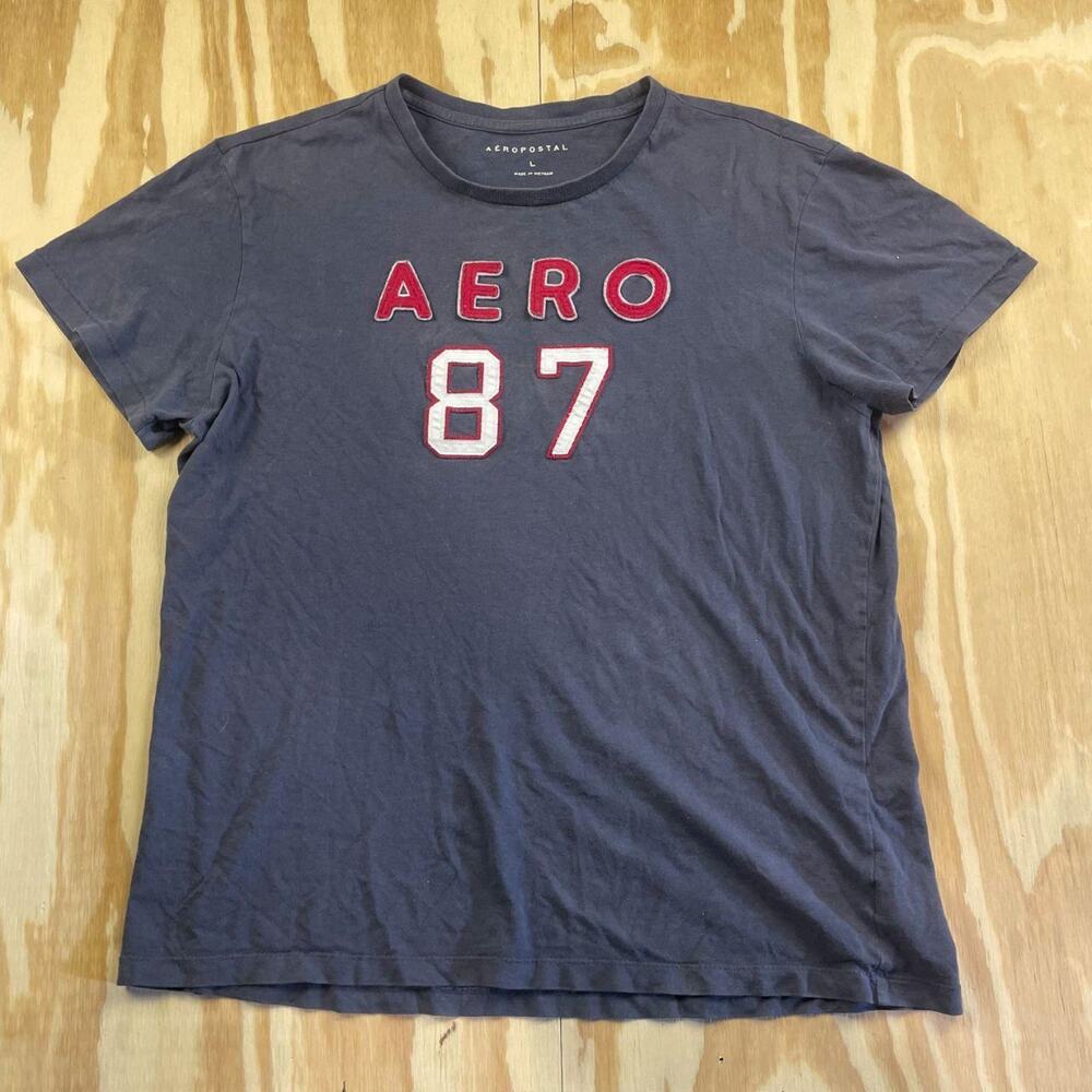 Vintage Y2K Aeropostale “Aero 87” Graphic Crewneck T-Shirt – Blue – Men’s L